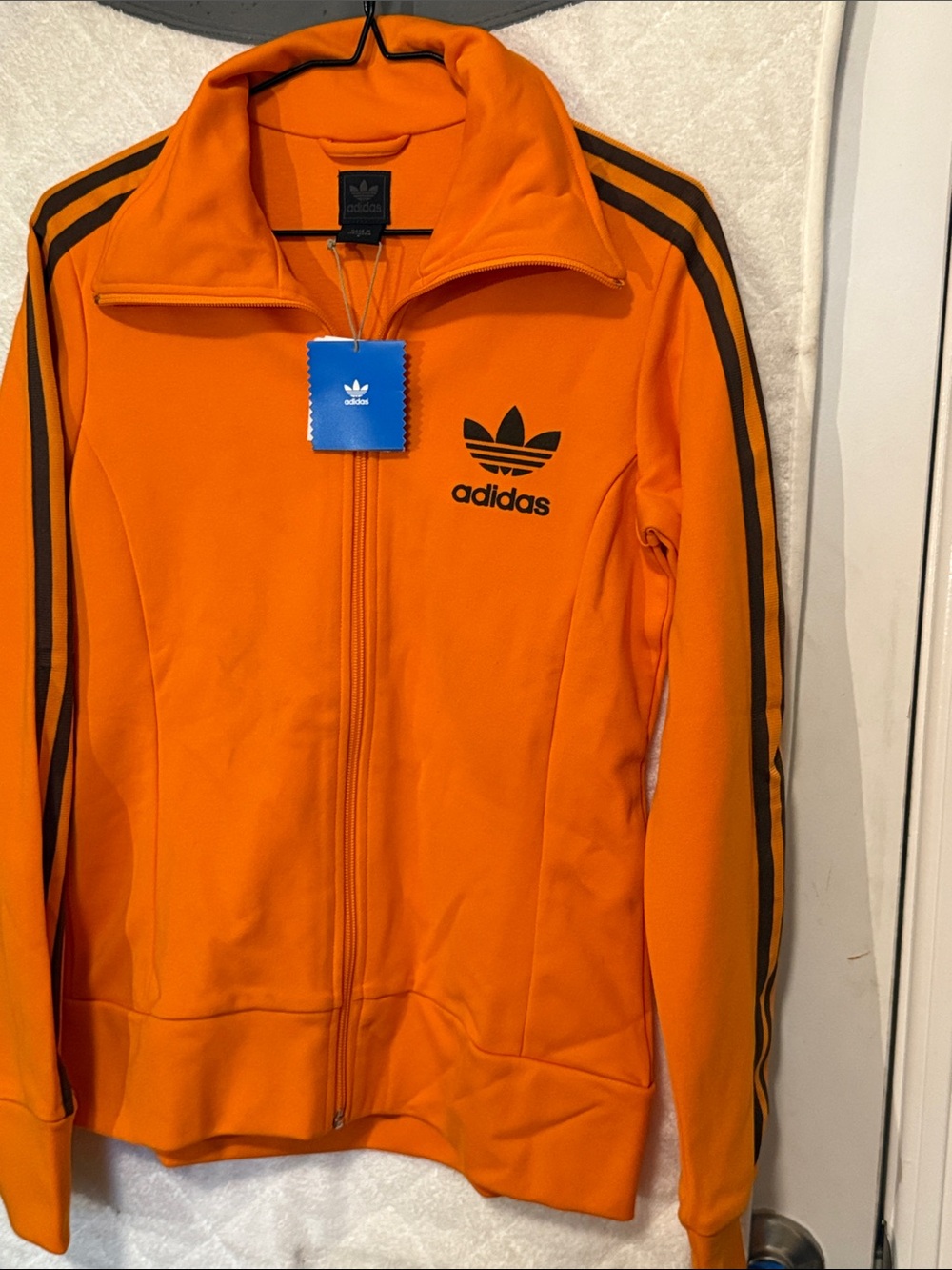 ADIDAS 2005 Orange Track Jacket with Expresso Stripe Accents Women Small NWT